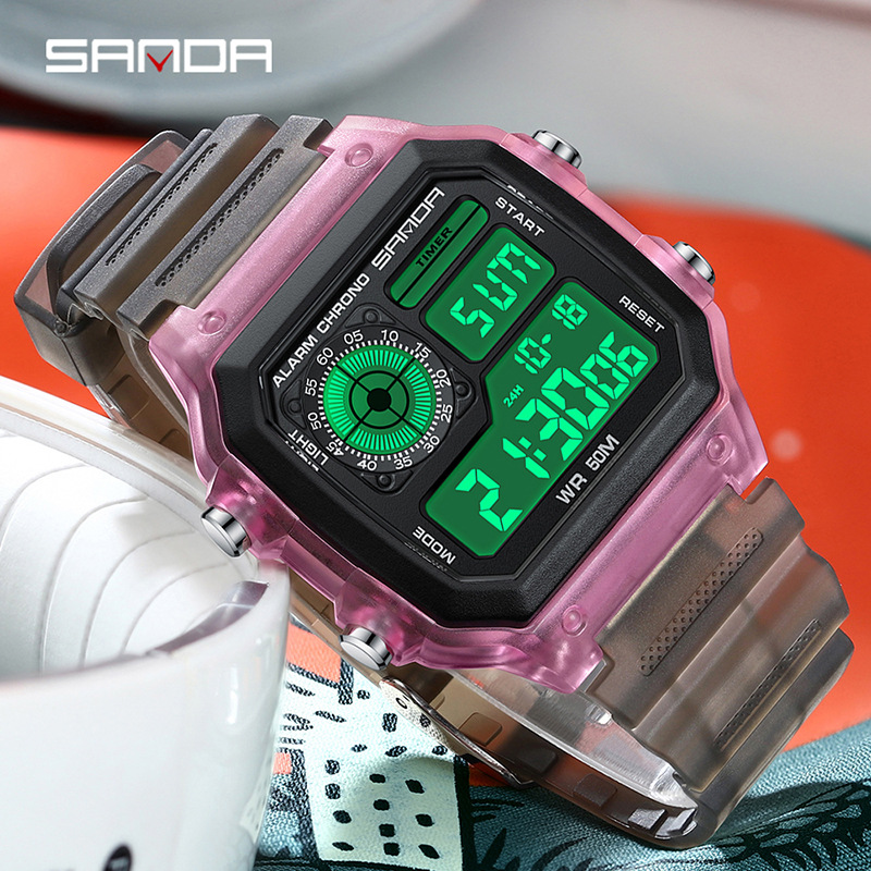 Chronograph Sport Watch - ساعات نسائية إلكترونية رياضية رقمية من