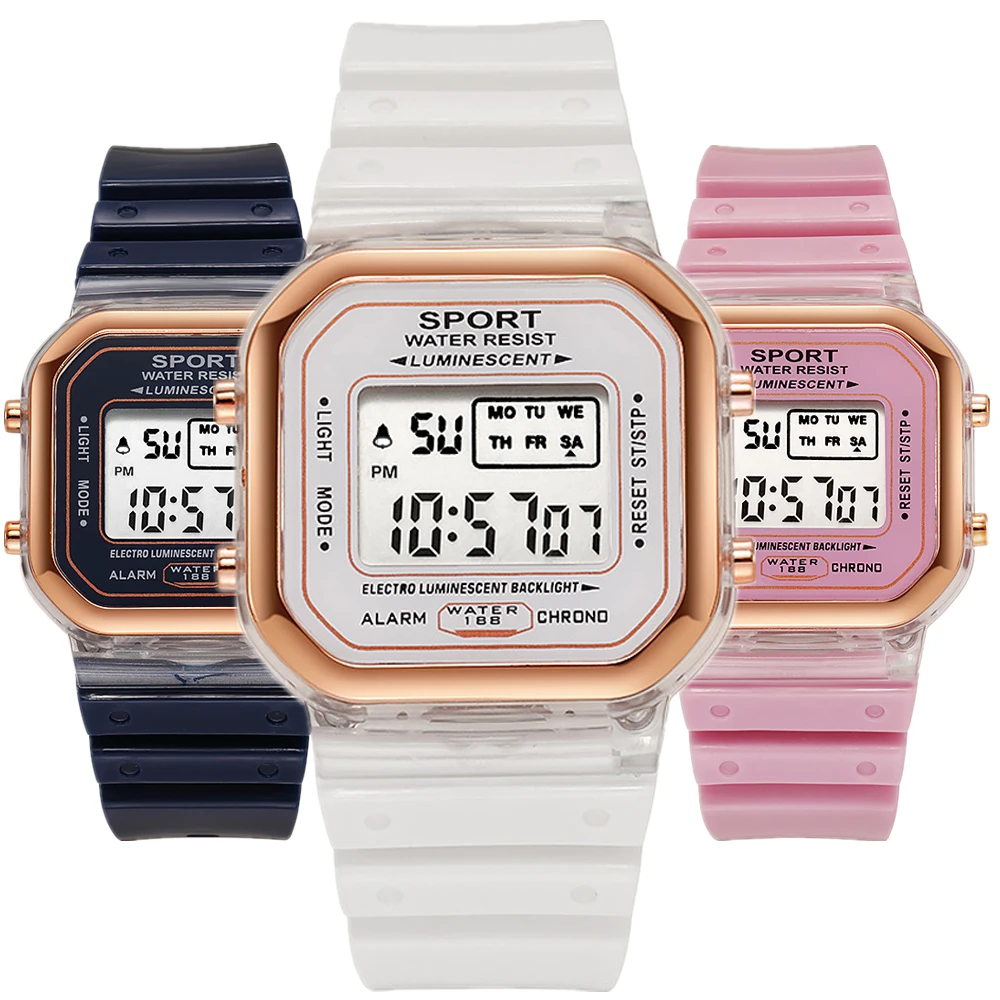 Chronograph Sport Watch - أزياء العلامة التجارية طالب شفافة ساعة
