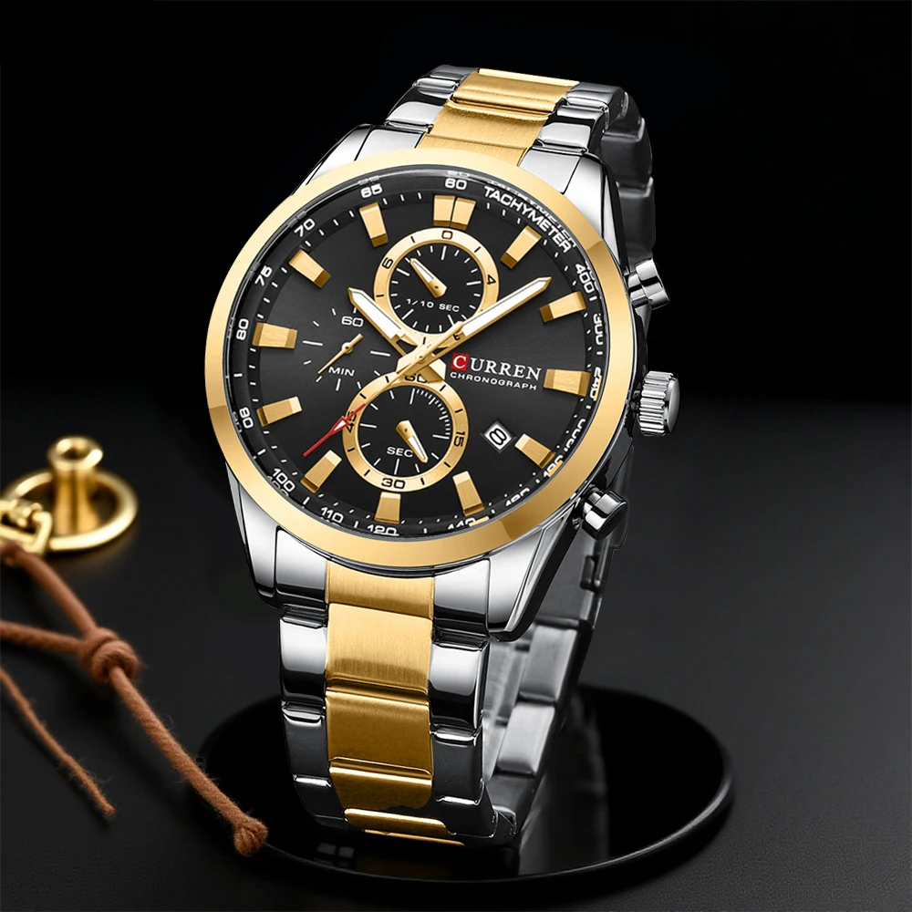 Chronograph Sport Watch - CURREN ساعات كوارتز كرونو رياضية كاجوال