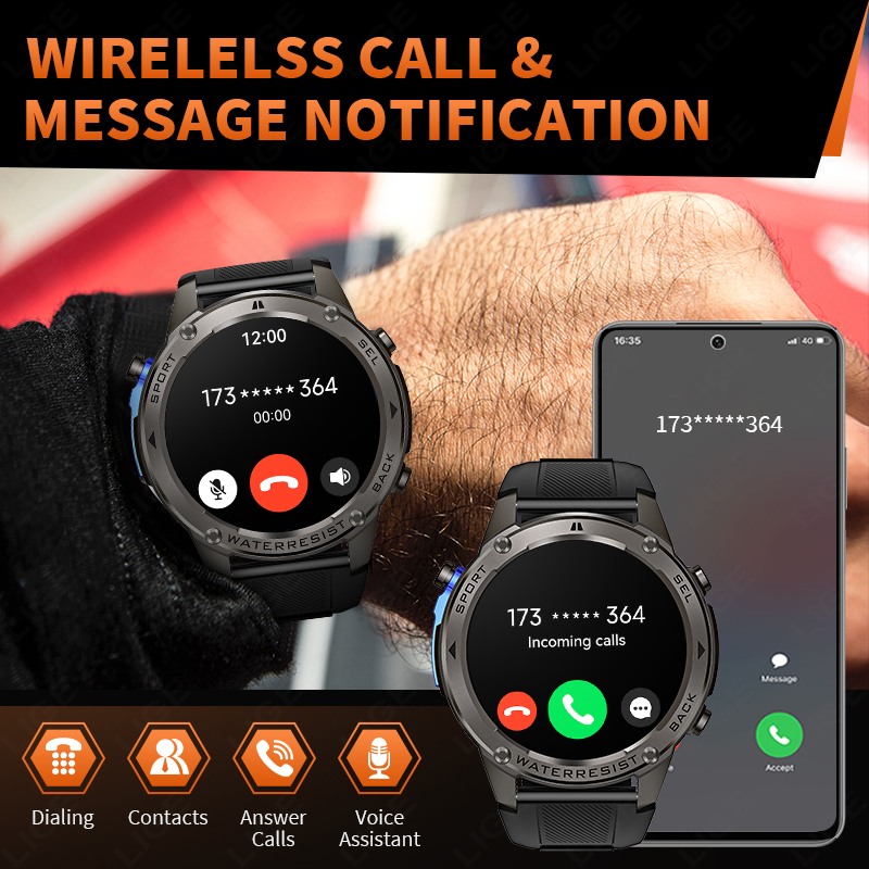 ساعة ذكية عسكرية فائقة الجودة  - مراجعة Smartwatch Watches For Mens وسعره