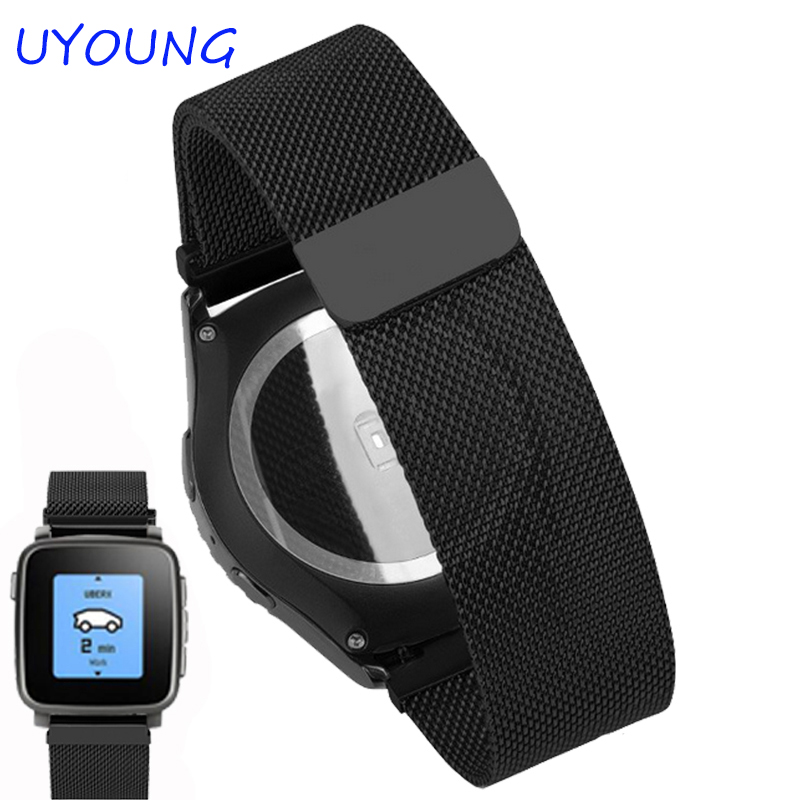حزام حلقي ميلاني للرجال ، سوار - مراجعة Smartwatch Pebble Watches وسعره