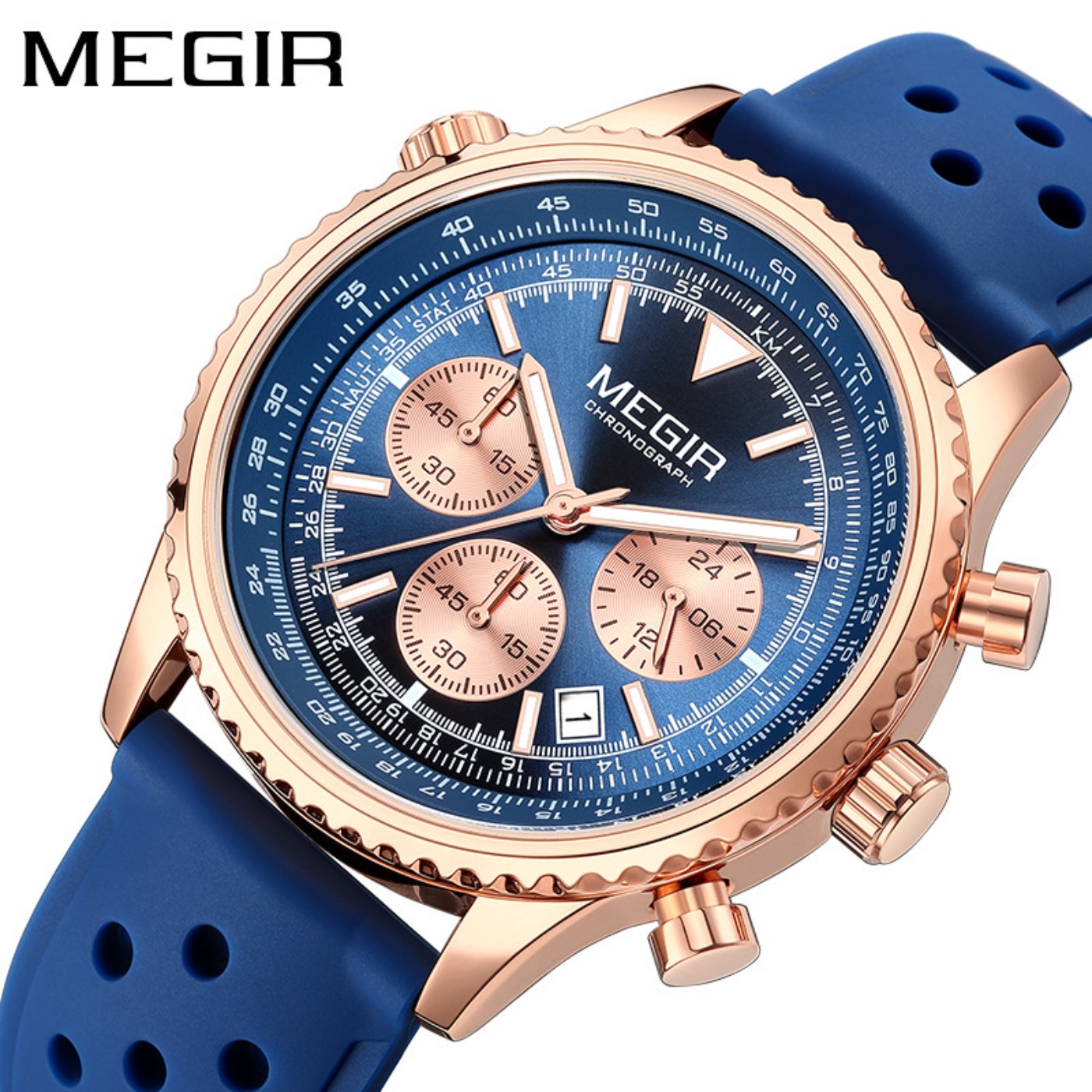 ساعة كوارتز فضية سوداء من MEGI - مراجعة Chronograph Sport Watch وسعره