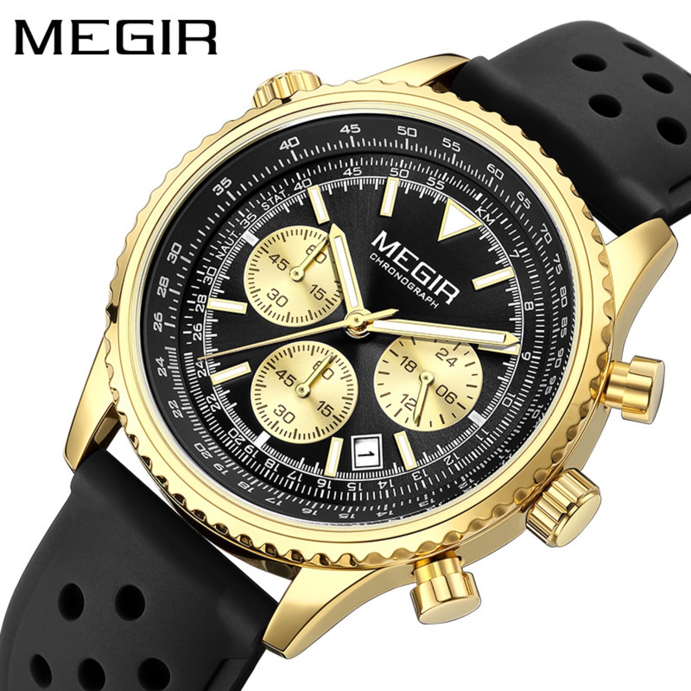 ساعة كوارتز فضية سوداء من MEGI - مراجعة Chronograph Sport Watch وسعره