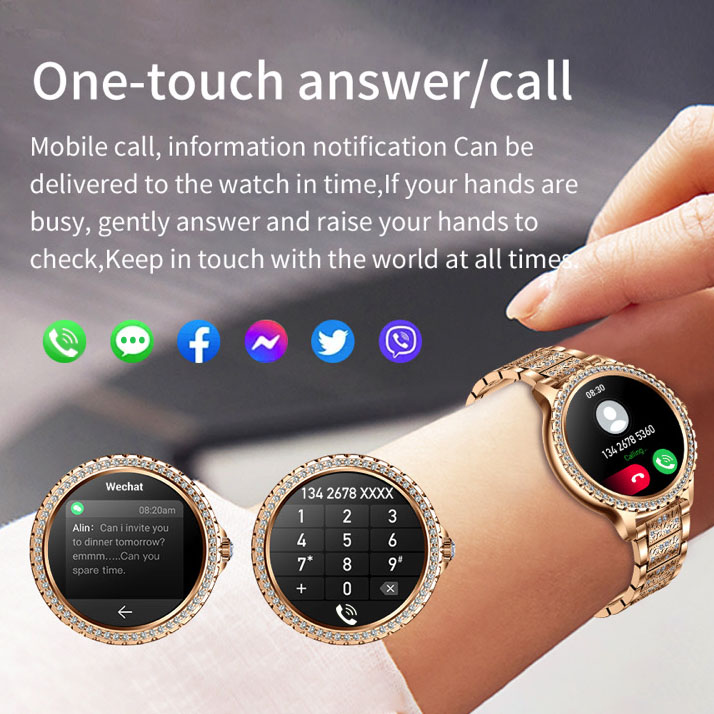 696 جديد بلوتوث دعوة المرأة سا - مراجعة Smartwatch Ladies Watches For Women وسعره