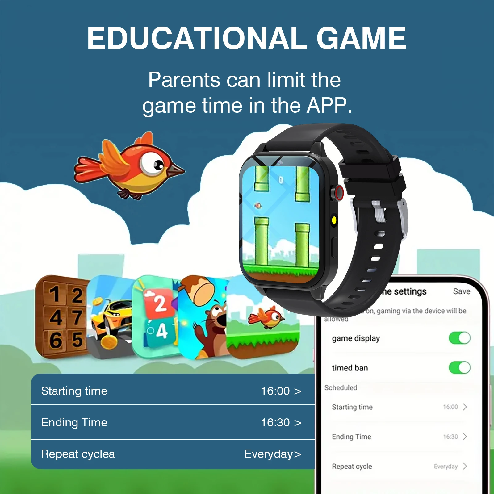 ساعة ذكية للأطفال 18 لعبة كامي - مراجعة Smartwatch Watches For Kid Boy With Alarm وسعره