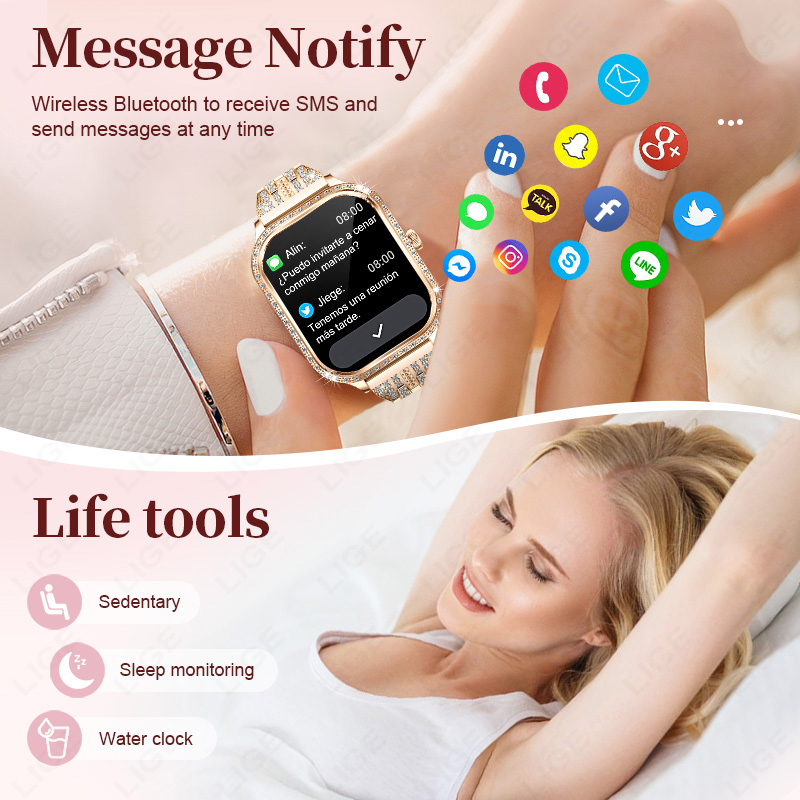 ساعة ذكية LIGE للنساء مقاومة ل - مراجعة Smartwatch Ladies Watches For Women وسعره